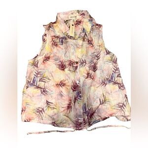 Anthropologie: Cloth & Stone sleeveless button up floral blouse with drawstring